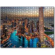 Cakapuzzle Günbatımında Gökdelenler ve Şehir Işıkları Mdf 120 Parça Puzzle