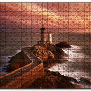 Cakapuzzle Günbatımında Kayalıklar ve Deniz Feneri Mdf 120 Parça Puzzle