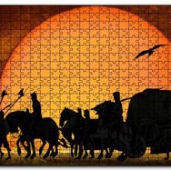 Cakapuzzle Günbatımında Kervan Silüeti ve Akbabalar Mdf 1000 Parça Puzzle