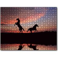 Cakapuzzle Günbatımında Kızıl Gökler ve Bir Çift At Mdf 255 Parça Puzzle