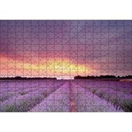 Cakapuzzle Günbatımında Lavanta Tarlaları ve Kızıl Gökler 120 Parça Ahşap Puzzle