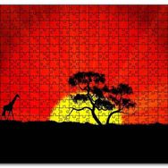 Cakapuzzle Günbatımında Yalnız Ağaç ve Zürafa Mdf 255 Parça Puzzle