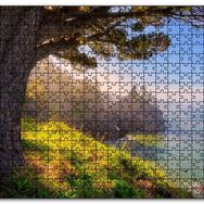 Cakapuzzle Gündoğumu Deniz Manzaralı Tepedeki Ağaç Mdf 120 Parça Puzzle