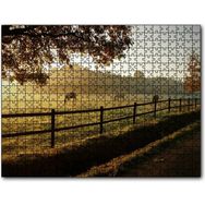 Cakapuzzle Gündoğumunda Sisler ve Otlayan Atlar Mdf 120 Parça Puzzle