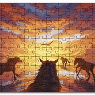 Cakapuzzle Güne Koşan Atlar Fantastik Mdf 120 Parça Puzzle