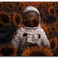 Cakapuzzle Günebakan Tarlasında Astoronot Görseli Mdf 1000 Parça Puzzle