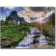 Cakapuzzle Güneş Işınları Karlı Dağ Irmak Orman Görseli Mdf 120 Parça Puzzle