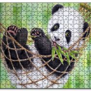 Cakapuzzle Hamakta Dinlenen Panda Dijital Çizim Mdf 120 Parça Puzzle