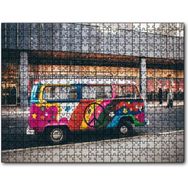 Cakapuzzle Hippi Tarzı Süslenmiş Volkswagen Minibüs 1000 Parça Puzzle