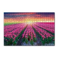 Cakapuzzle Hollanda Gündoğumunda Lale Tarlaları 120 Parça Ahşap Puzzle