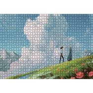 Cakapuzzle Howls Moving Castle Aşıklar Çiçekler Bulut Görseli 120 Parça Ahşap Puzzle