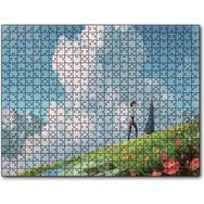 Cakapuzzle Howls Moving Castle Aşıklar Çiçekler Bulut Mdf 120 Parça Puzzle