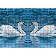 Cakapuzzle İki Beyaz Kuğu Kalp Şekli 120 Parça Ahşap Puzzle