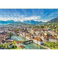 Cakapuzzle İsviçre Luzern ve Arkaplanda Dağlar 120 Parça Ahşap Puzzle
