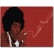 Cakapuzzle Jimi Hendrix Sigara İçiyor Kırmızı Zemin Çizim Mdf 1000 Parça Puzzle