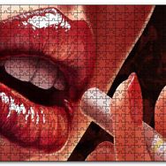 Cakapuzzle Kadın Dudaklar ve Sigara Yakın Plan Çizim Mdf 1000 Parça Puzzle