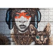 Cakapuzzle Kadın ve Kedisi Duvar Boyama 120 Parça Puzzle