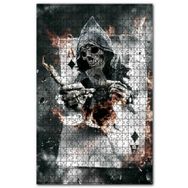 Cakapuzzle Kafatası Oyun Kartı Karo ve Kupa Ası Ahşap 1000 Parça Puzzle