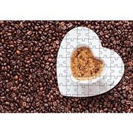 Cakapuzzle Kahve Çekirdekleri Kalpli Fincanda Cappucino Mdf 120 Parça Puzzle