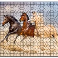 Cakapuzzle Kahve Renk Tonlarındaki Üç At Görseli Mdf 1000 Parça Puzzle