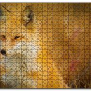 Cakapuzzle Kahverengi Beyaz Tilki Flu Arkaplan İllüstrasyon Mdf 120 Parça Puzzle