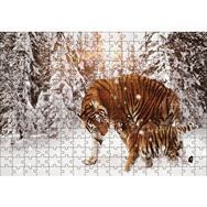 Cakapuzzle Kaplan ve Yavrusu Karda Mdf 255 Parça Puzzle