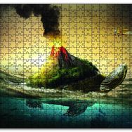Cakapuzzle Kaplumbağa Sırtında Yanar Dağ Mdf 120 Parça Puzzle