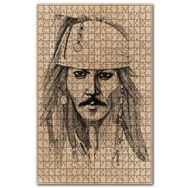 Cakapuzzle Kaptan Jack Sparrow Karakalem Portre Ahşap 1000 Parça Puzzle