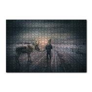 Cakapuzzle Karda Bir Çocukla Ren Geyiği 120 Parça Puzzle