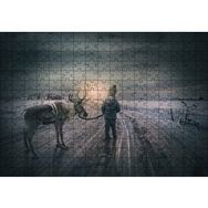Cakapuzzle Karda Bir Çocukla Ren Geyiği 120 Parça Puzzle