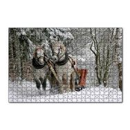 Cakapuzzle Karda Kızak Çeken Bir Çift At 255 Parça Puzzle