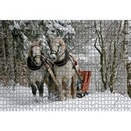 Cakapuzzle Karda Kızak Çeken Bir Çift At Mdf 1000 Parça Puzzle