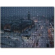 Cakapuzzle Karla Kaplı Caddeler ve Tren İstasyonu Mdf 120 Parça Puzzle