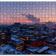 Cakapuzzle Karla Kaplı Şehir ve Gri Gökyüzü Mdf 1000 Parça Puzzle