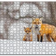 Cakapuzzle Karlar Üzerinde Kutup Tilkisi ve Yavrusu Mdf 1000 Parça Puzzle