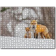 Cakapuzzle Karlar Üzerinde Kutup Tilkisi ve Yavrusu Mdf 500 Parça Puzzle