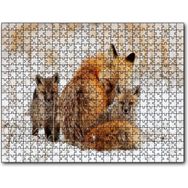 Cakapuzzle Karlar Üzerindeki Kızıl Tilki ve Yavruları Mdf 120 Parça Puzzle