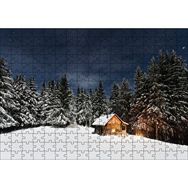 Cakapuzzle Karlı Ağaçlar Açık Gökyüzü ve Orman Kulübesi 255 Parça Puzzle