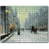 Cakapuzzle Karlı Caddede İnsanlar ve Arabalar Mdf 120 Parça Puzzle