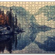 Cakapuzzle Karlı Dağlar Göl ve Sonbahar Ağaçları Mdf 120 Parça Puzzle