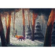 Cakapuzzle Karlı Orman Günışığı ve Kurt Animasyon Görseli Mdf 1000 Parça Puzzle