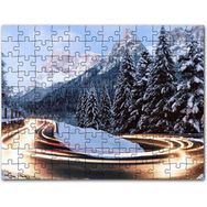 Cakapuzzle Karlı Orman İçindeki Yol Uzun Pozlama Çekim Mdf 120 Parça Puzzle