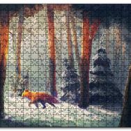 Cakapuzzle Karlı Ormanda Yürüyen Tilki ve Güneş Işıkları Mdf 120 Parça Puzzle