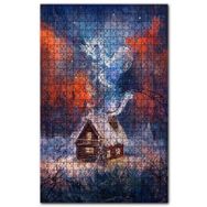 Cakapuzzle Karlı Ormandaki Kulübe ve Kışın Ruhu Ahşap 500 Parça Puzzle