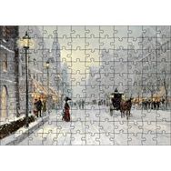 Cakapuzzle Karlı Şehir Kahverengi At Görseli 120 Parça Puzzle