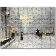Cakapuzzle Karlı Şehir Kahverengi At Görseli 255 Parça Puzzle