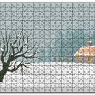 Cakapuzzle Karlı Tepeler Kuru Ağaç ve Şirin Kulübe Mdf 120 Parça Puzzle