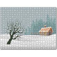Cakapuzzle Karlı Tepeler Kuru Ağaç ve Şirin Kulübe Mdf 255 Parça Puzzle