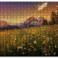 Cakapuzzle Karlı Zirveler ve Karahindiba Çiçekleri Mdf 1000 Parça Puzzle