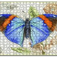 Cakapuzzle Kartpostal Üstünde Mavi Kelebek Mdf 120 Parça Puzzle